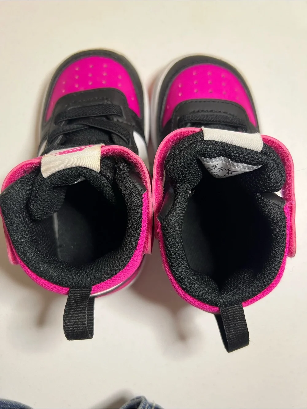 Nike Kids High-Top Sneakers in Black, White & Pink